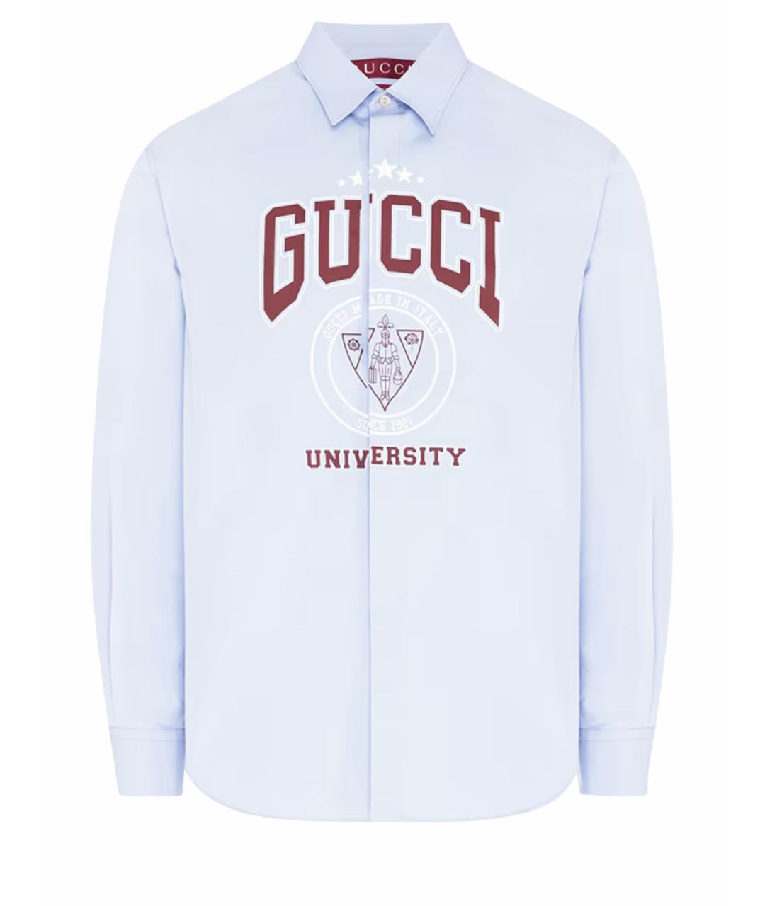 GUCCI Голубая хлопковая классическая рубашка, фото 1