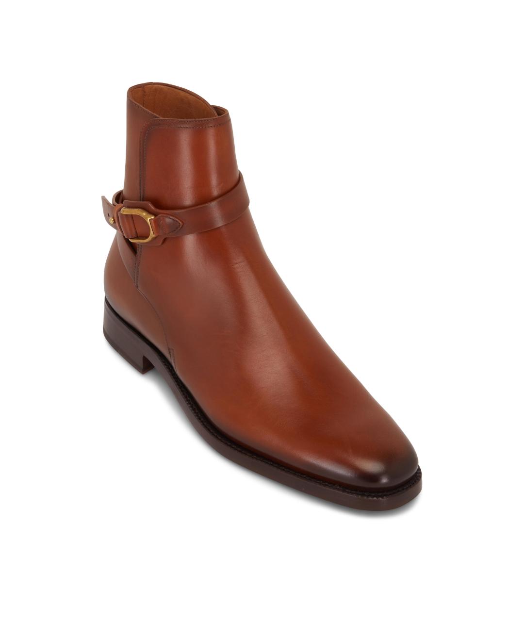 RALPH LAUREN PURPLE LABEL Коричневые кожаные высокие ботинки, фото 2