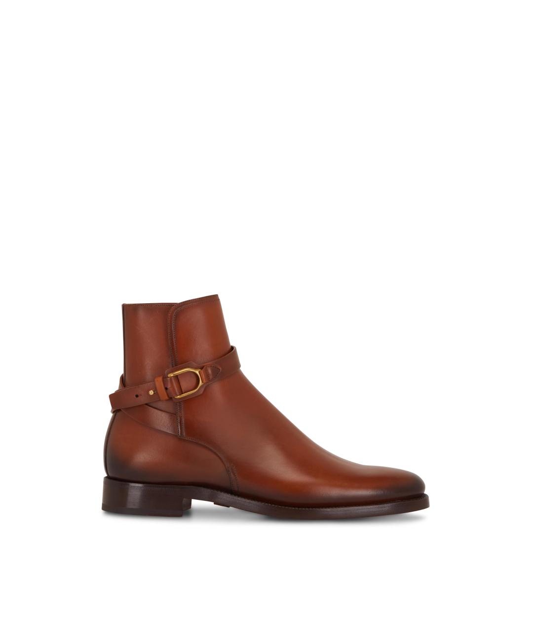 RALPH LAUREN PURPLE LABEL Коричневые кожаные высокие ботинки, фото 8