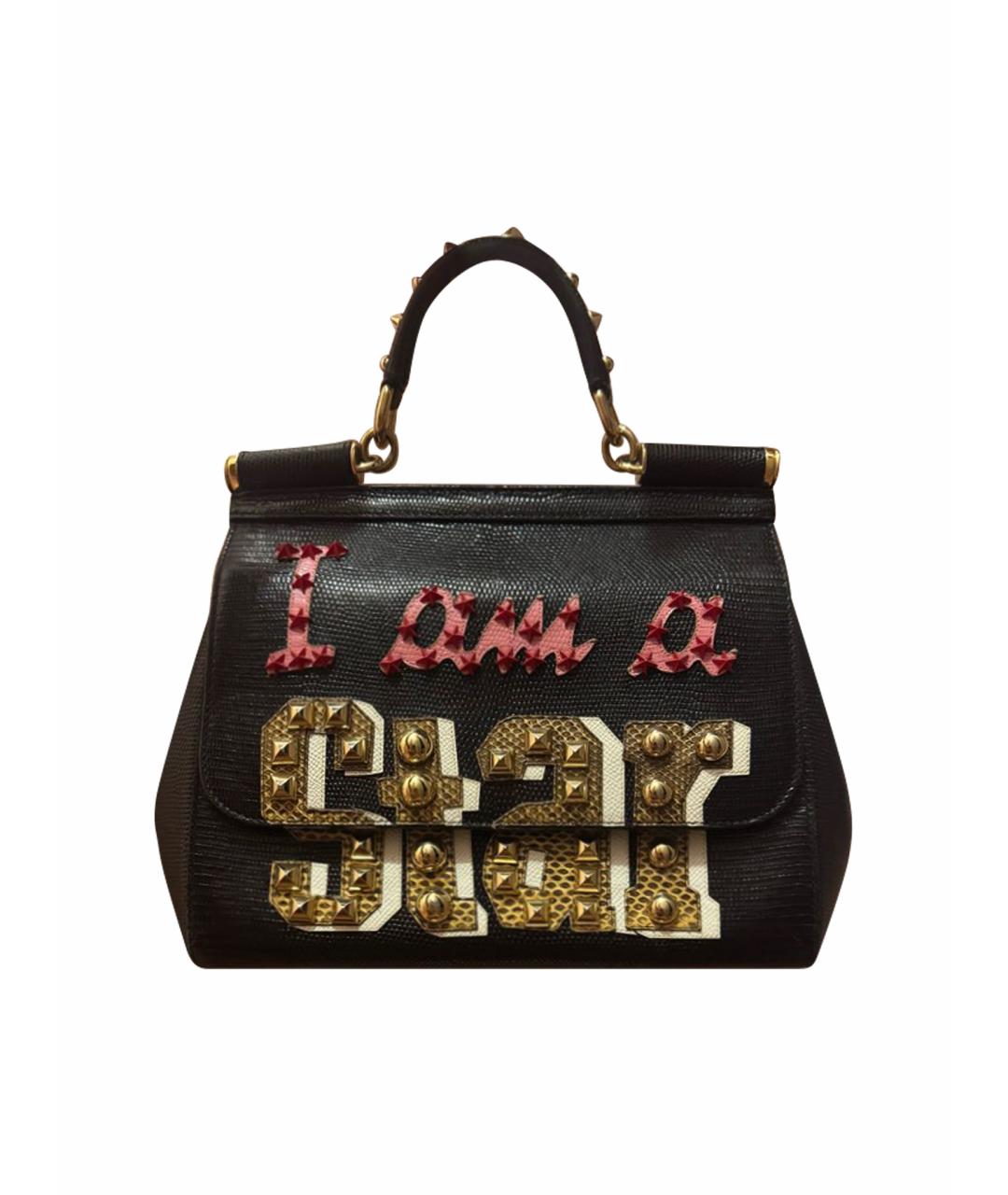 DOLCE&GABBANA Черная кожаная сумка с короткими ручками, фото 1
