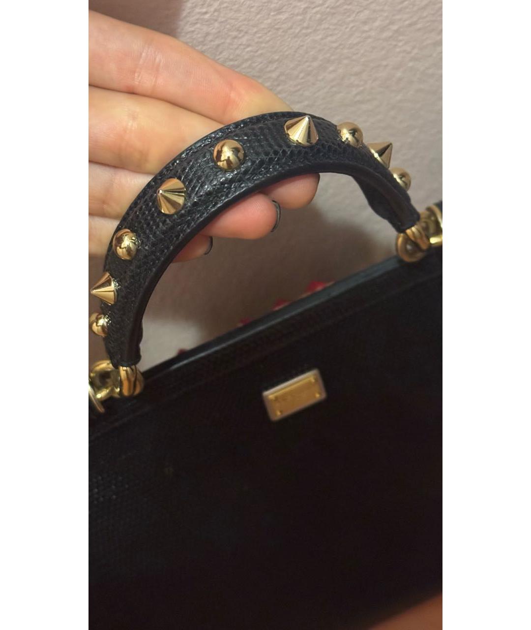 DOLCE&GABBANA Черная кожаная сумка с короткими ручками, фото 3