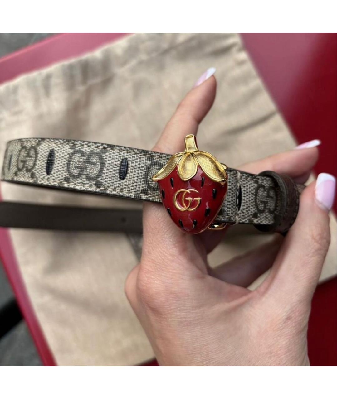 GUCCI Серый кожаный ремень, фото 7