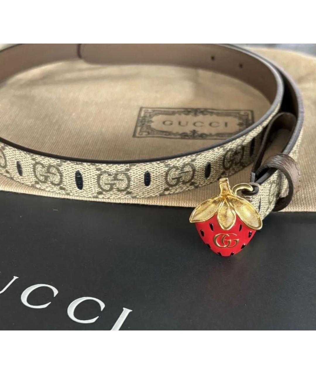 GUCCI Серый кожаный ремень, фото 3