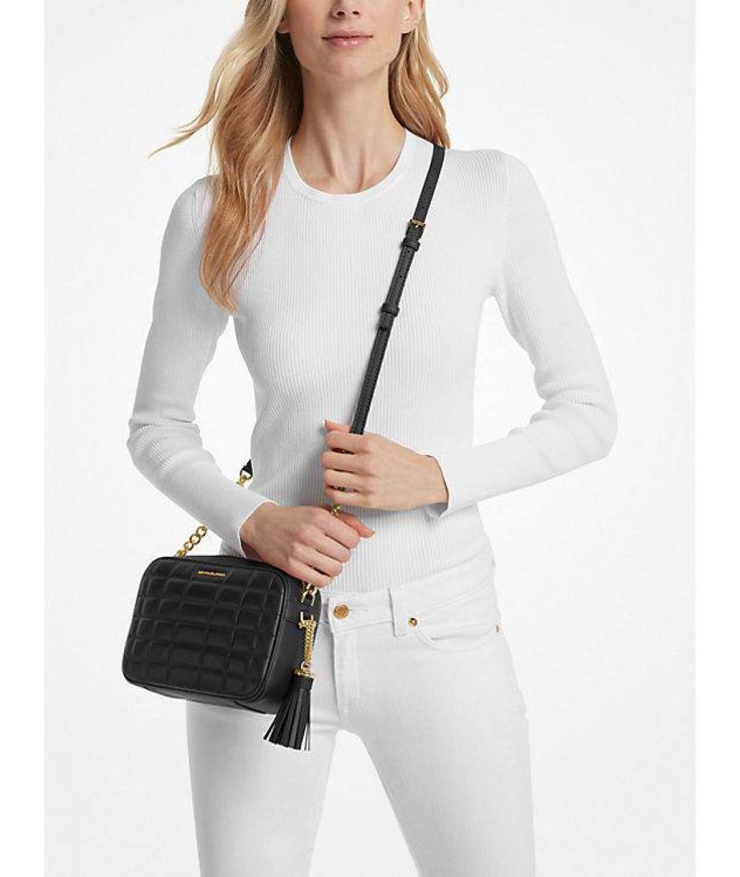 MICHAEL KORS Черная кожаная сумка через плечо, фото 3