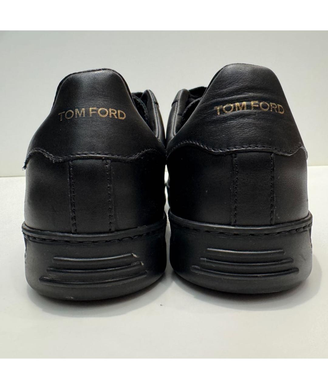 TOM FORD Черные кожаные низкие кроссовки / кеды, фото 4