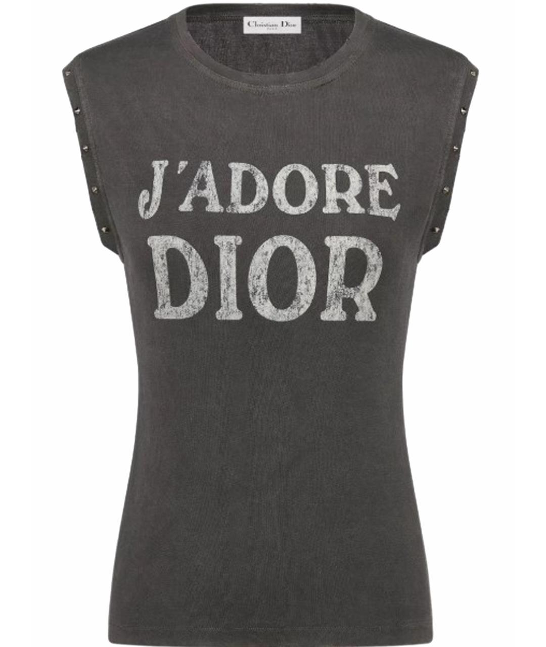 CHRISTIAN DIOR Антрацитовая хлопковая майка, фото 1