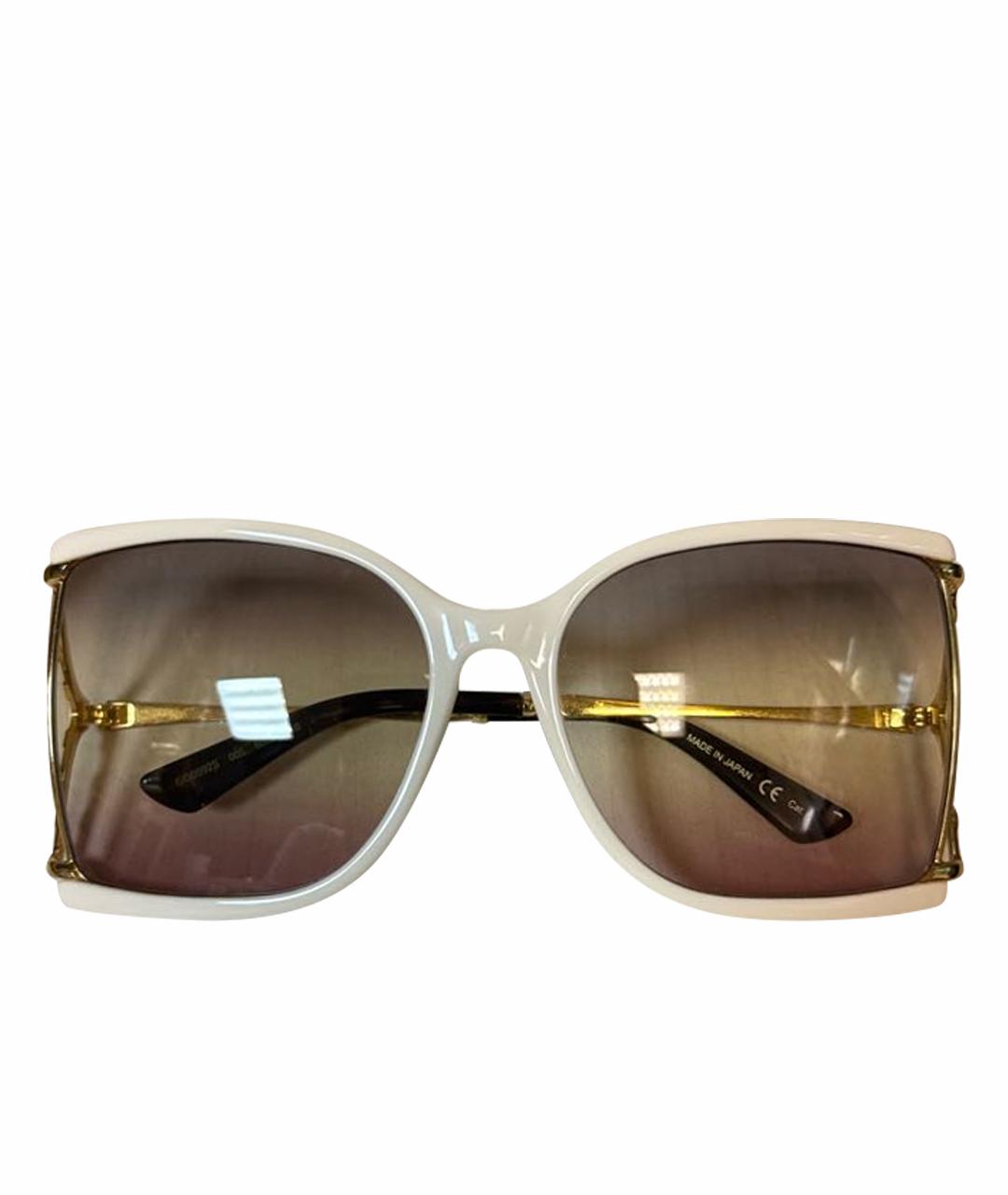 GUCCI Бежевые пластиковые солнцезащитные очки, фото 1