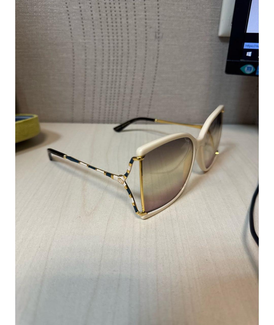 GUCCI Бежевые пластиковые солнцезащитные очки, фото 2