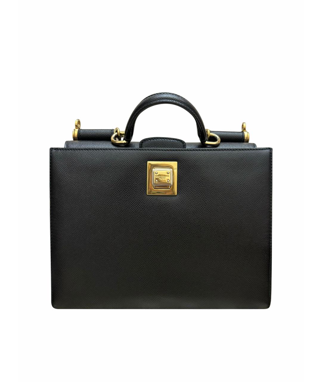 DOLCE&GABBANA Черная кожаная сумка с короткими ручками, фото 1