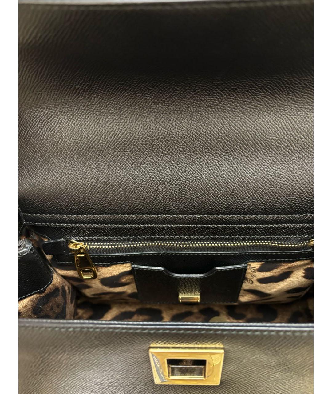 DOLCE&GABBANA Черная кожаная сумка с короткими ручками, фото 4