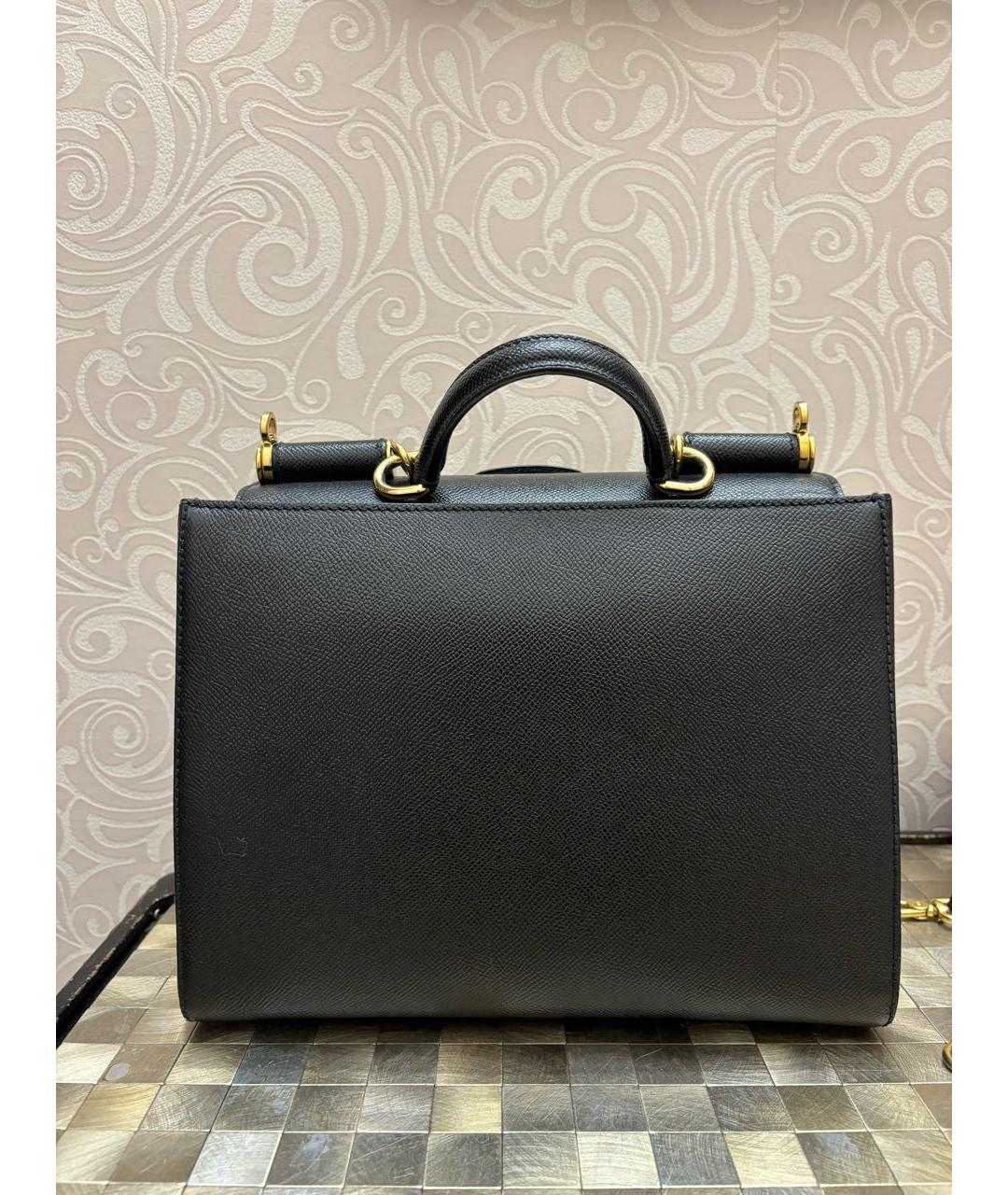 DOLCE&GABBANA Черная кожаная сумка с короткими ручками, фото 3