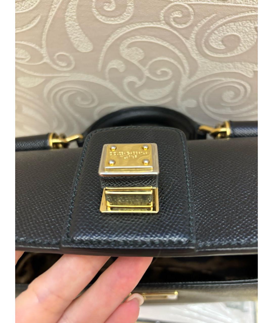 DOLCE&GABBANA Черная кожаная сумка с короткими ручками, фото 8