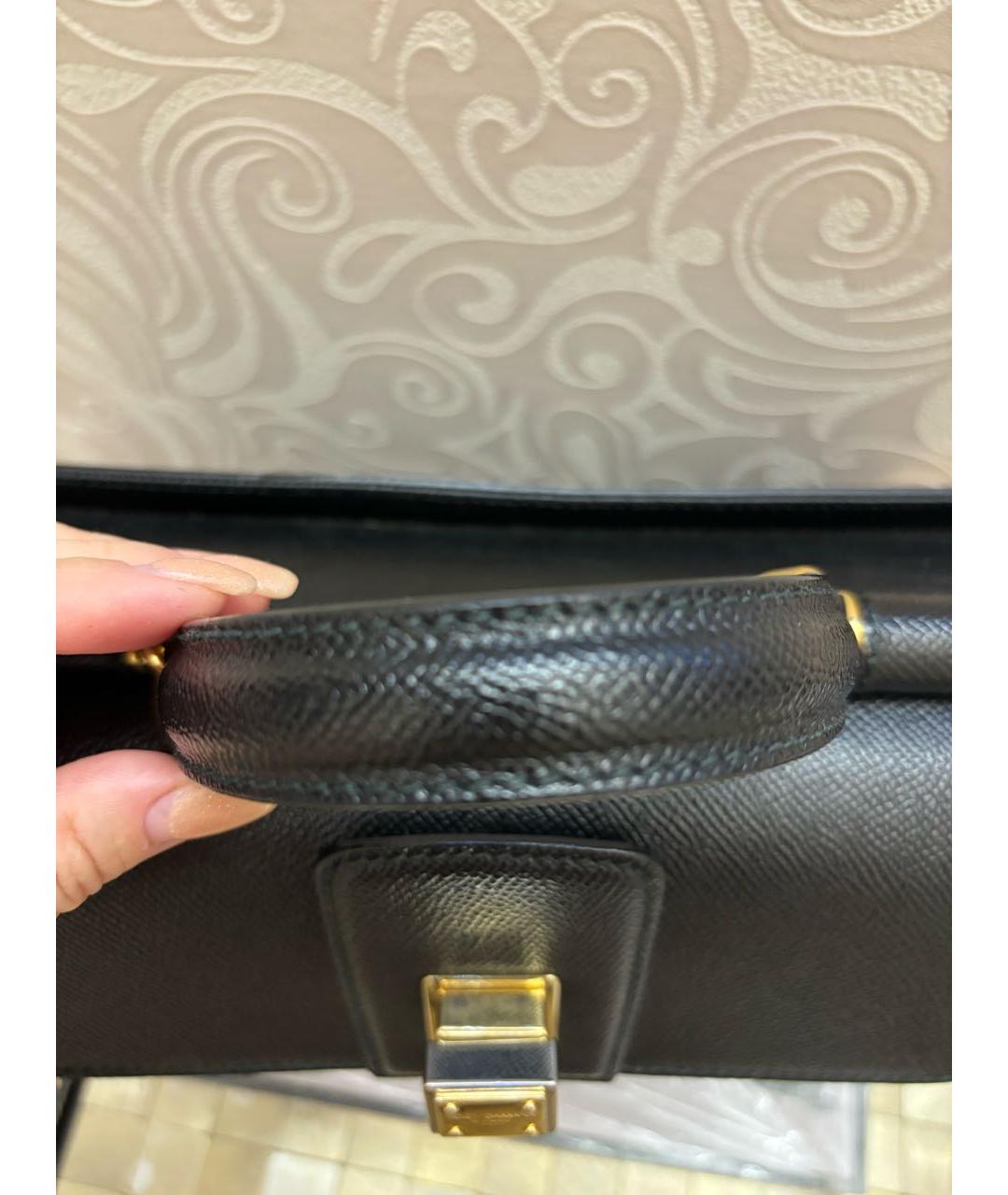 DOLCE&GABBANA Черная кожаная сумка с короткими ручками, фото 7