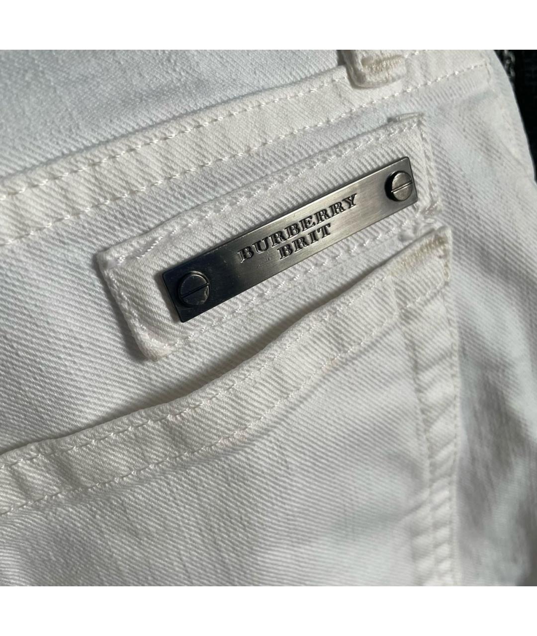 BURBERRY Белые хлопко-эластановые прямые джинсы, фото 5
