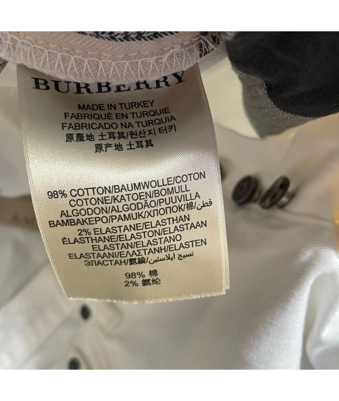 BURBERRY Белые хлопко-эластановые прямые джинсы, фото 8