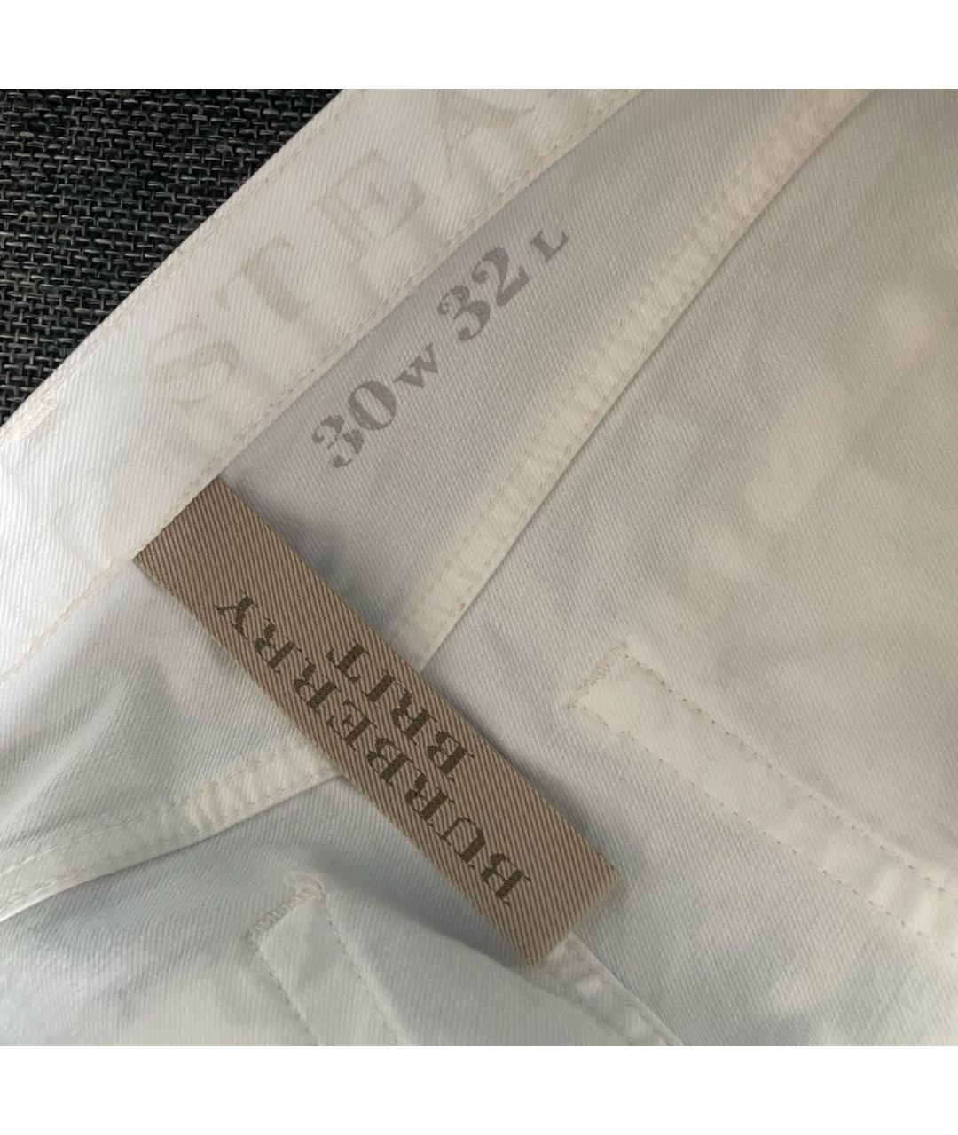 BURBERRY Белые хлопко-эластановые прямые джинсы, фото 4