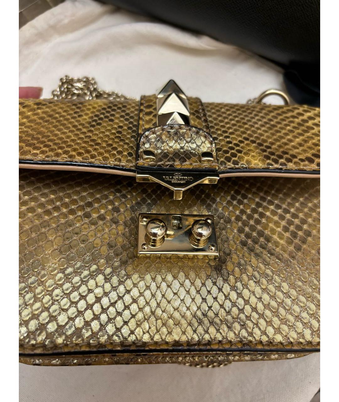 VALENTINO Золотая сумка через плечо из экзотической кожи, фото 7