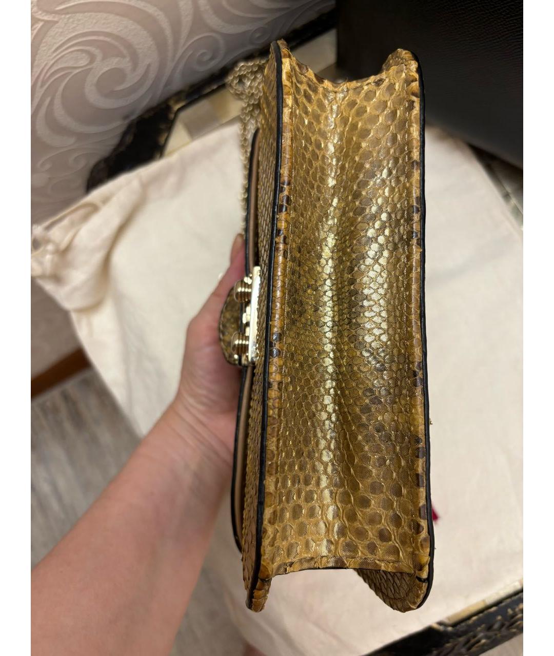 VALENTINO Золотая сумка через плечо из экзотической кожи, фото 6