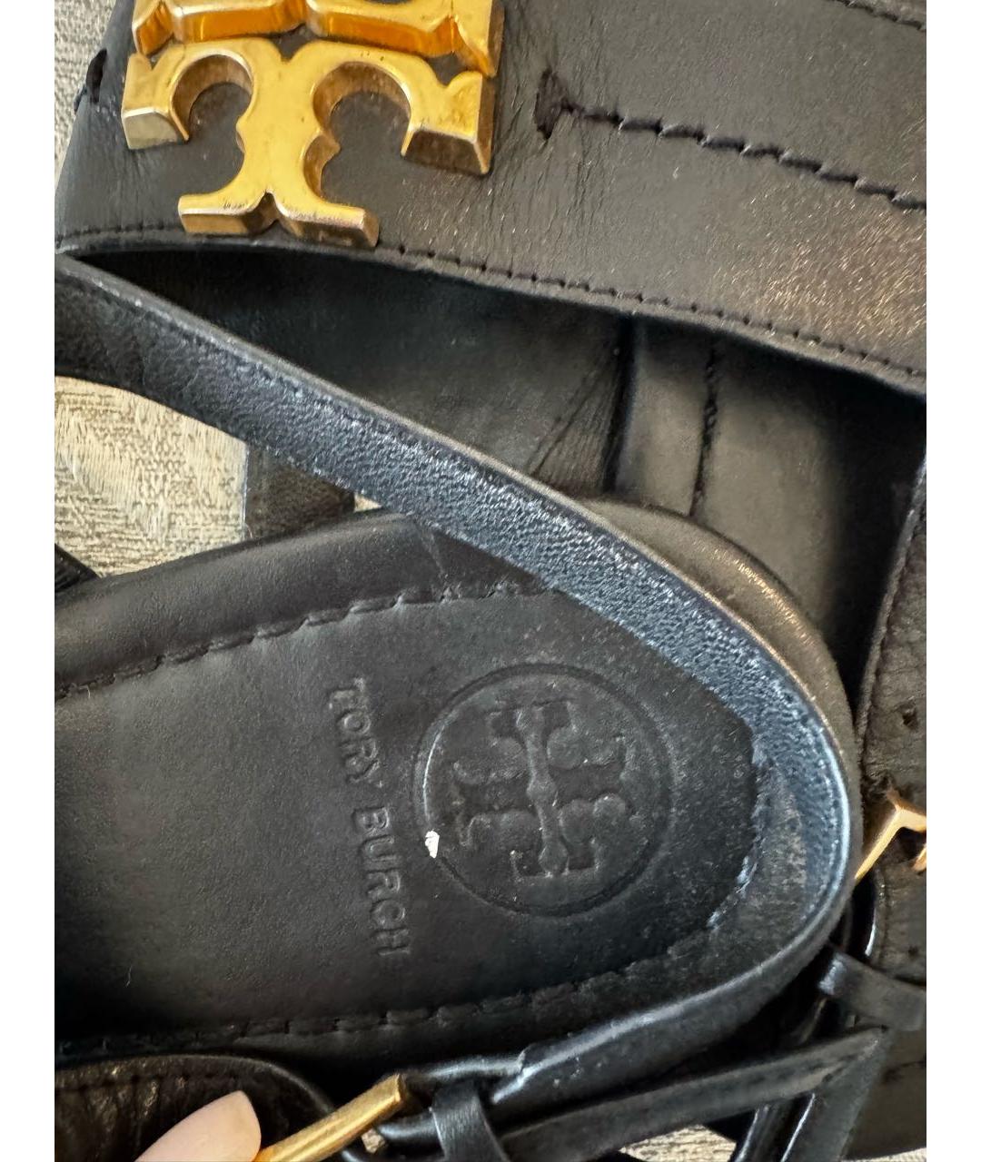 TORY BURCH Черные кожаные сандалии, фото 5
