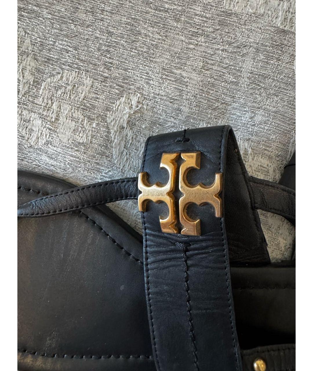 TORY BURCH Черные кожаные сандалии, фото 4