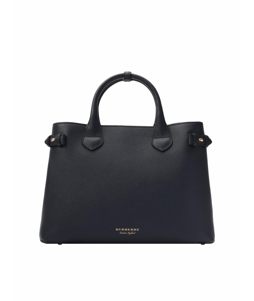 BURBERRY Темно-синяя кожаная сумка с короткими ручками, фото 1