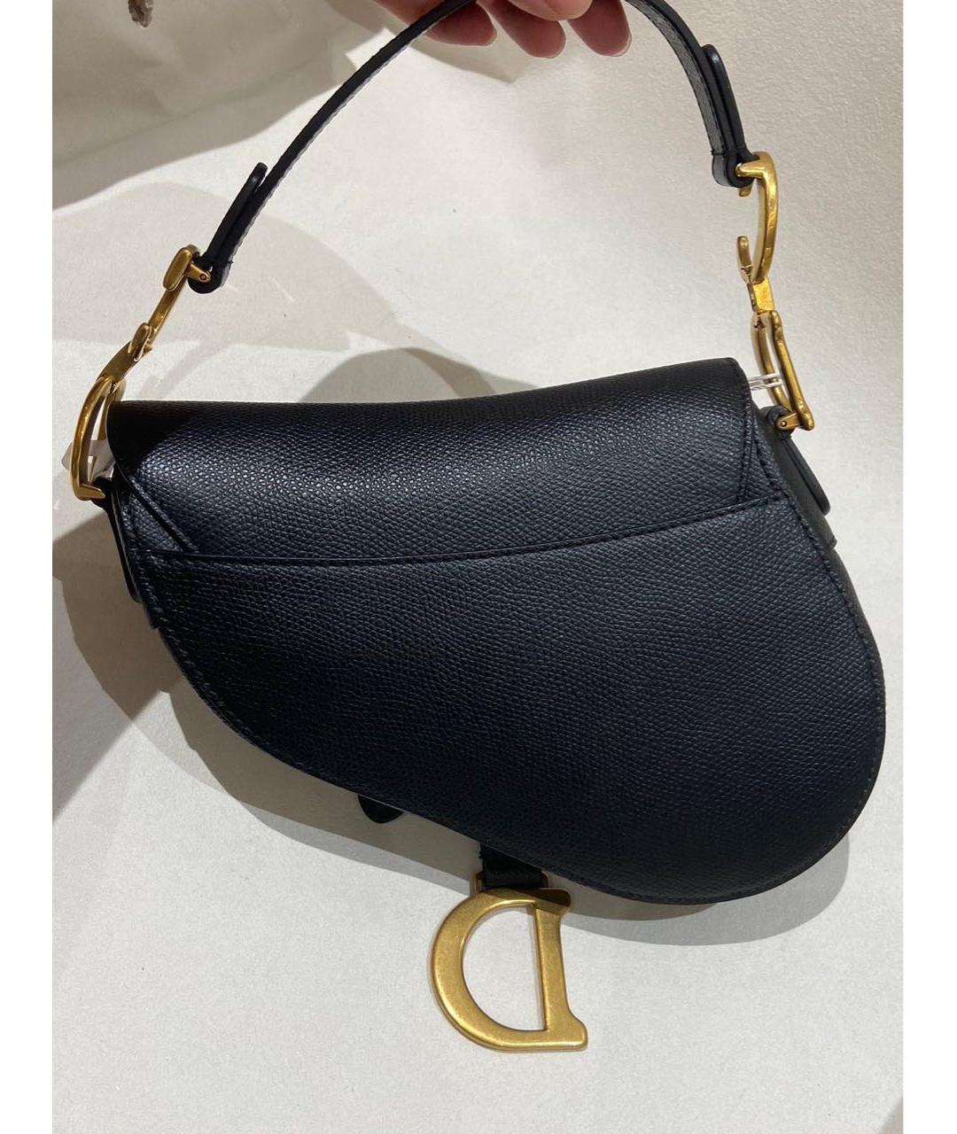 CHRISTIAN DIOR Черная кожаная сумка с короткими ручками, фото 3