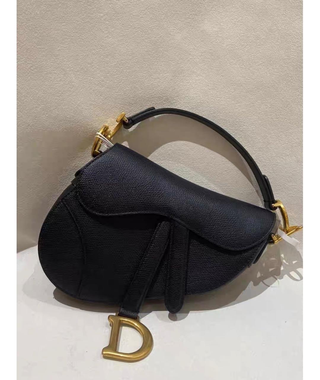 CHRISTIAN DIOR Черная кожаная сумка с короткими ручками, фото 2