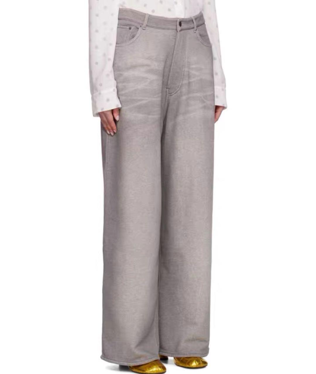ACNE STUDIOS Серые хлопковые брюки широкие, фото 3