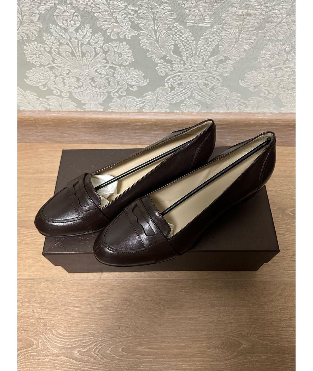 GUCCI Коричневые кожаные лоферы, фото 2