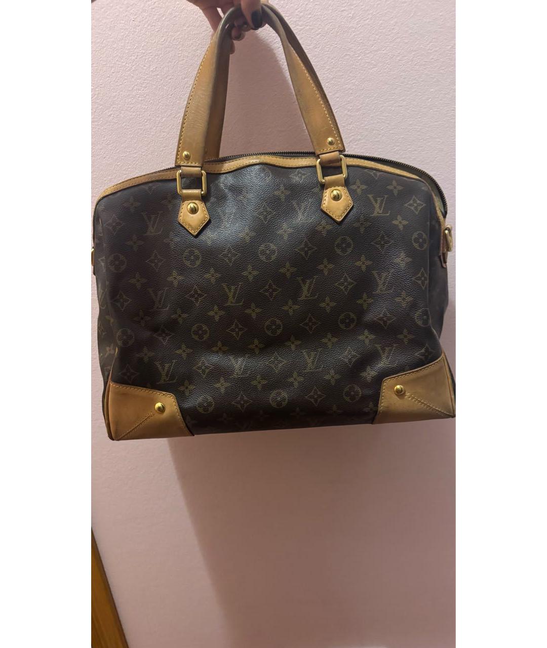 LOUIS VUITTON Коричневая кожаная сумка с короткими ручками, фото 2