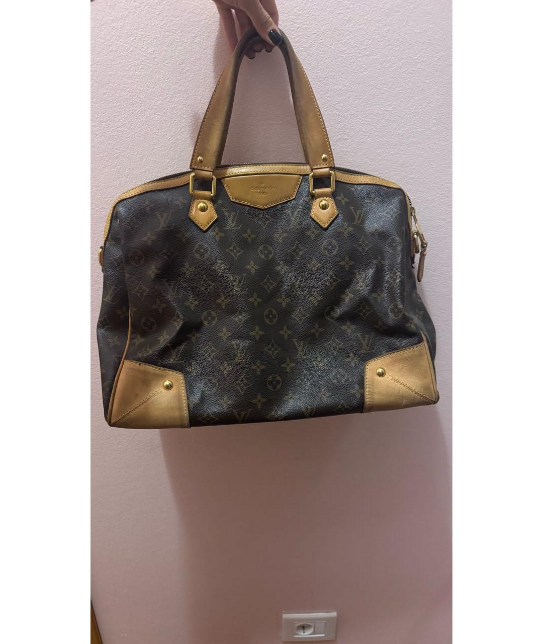 LOUIS VUITTON Коричневая кожаная сумка с короткими ручками, фото 5