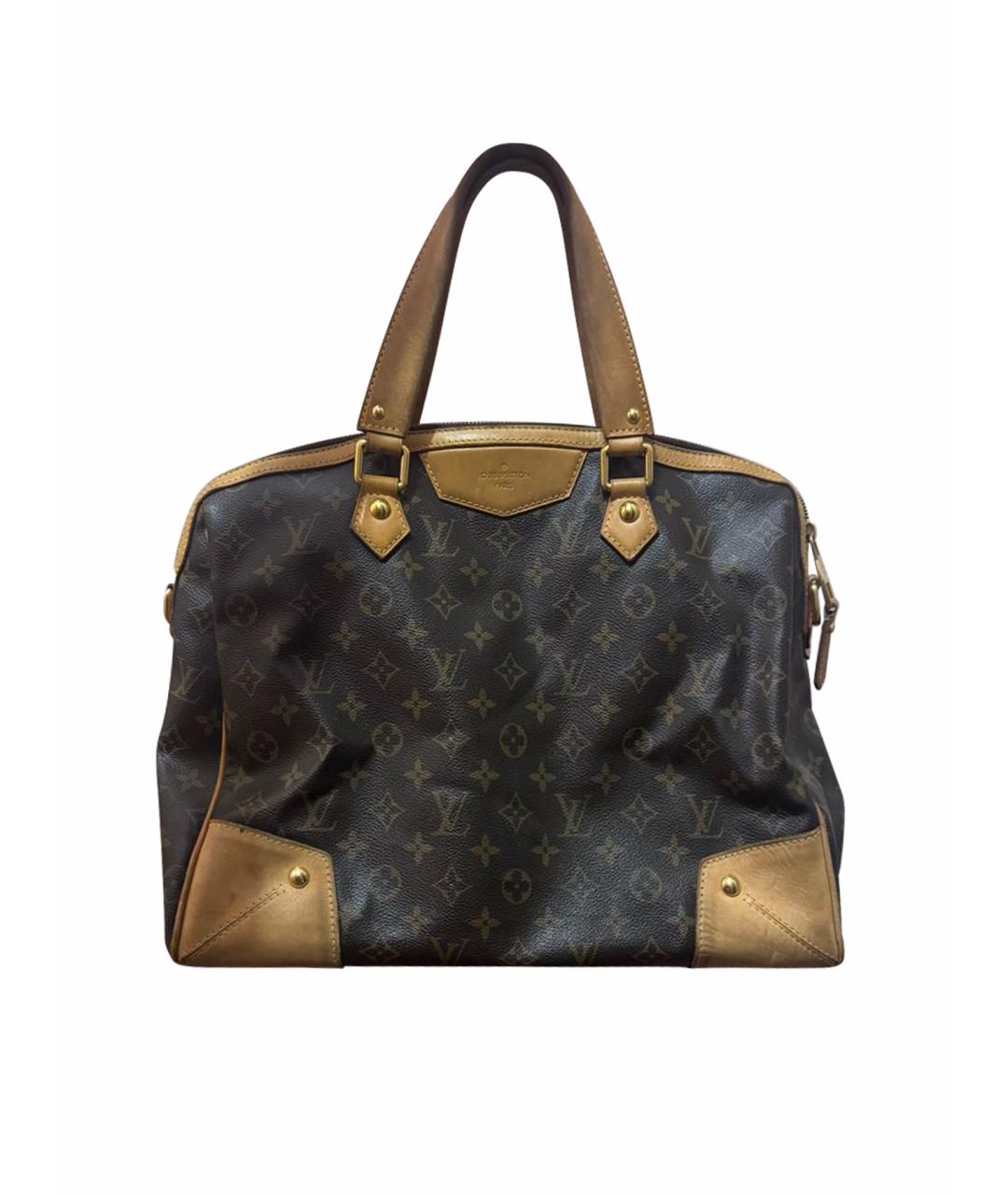 LOUIS VUITTON Коричневая кожаная сумка с короткими ручками, фото 1