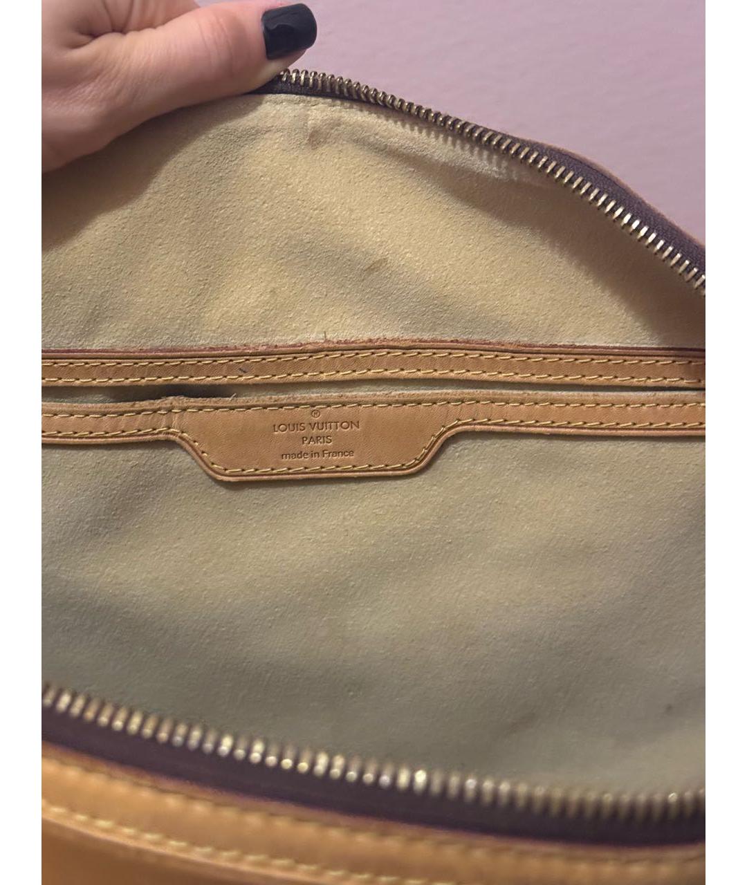 LOUIS VUITTON Коричневая кожаная сумка с короткими ручками, фото 3
