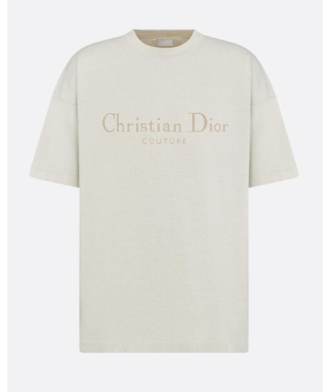 CHRISTIAN DIOR Бежевая хлопковая футболка, фото 6