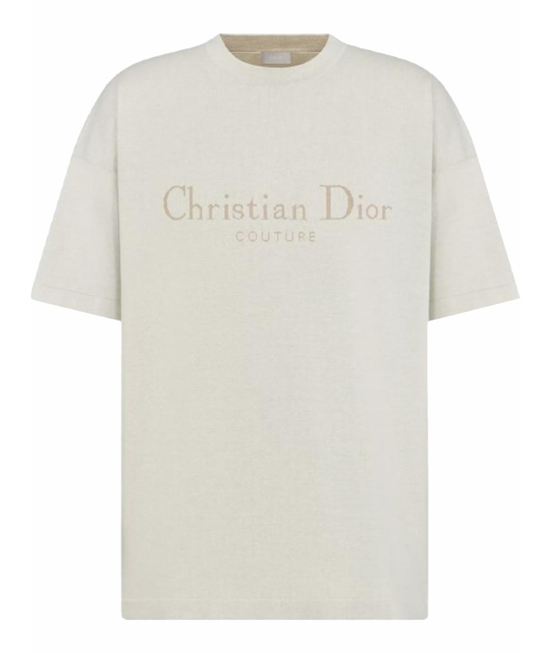 CHRISTIAN DIOR Бежевая хлопковая футболка, фото 1