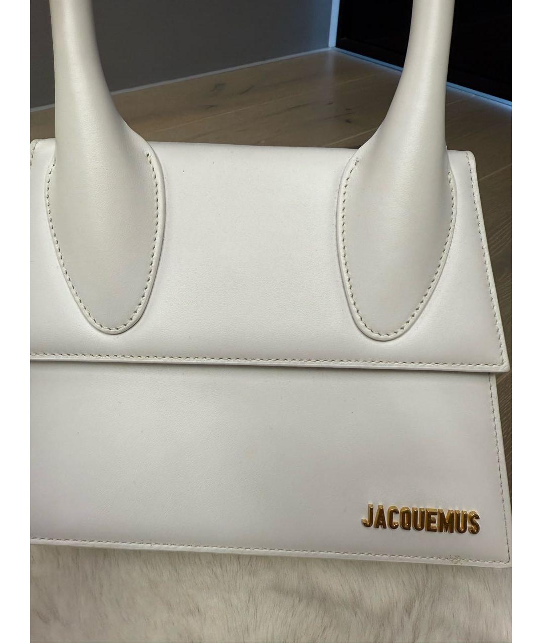 JACQUEMUS Белая кожаная сумка с короткими ручками, фото 2