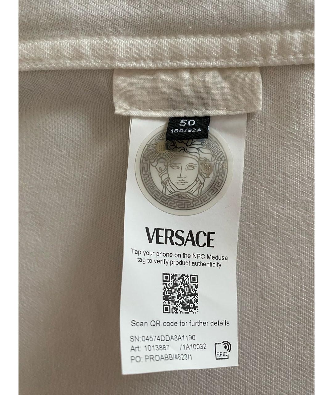 VERSACE Белая хлопковая кэжуал рубашка, фото 5