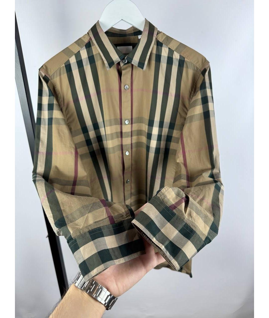 BURBERRY Коричневая хлопковая кэжуал рубашка, фото 2