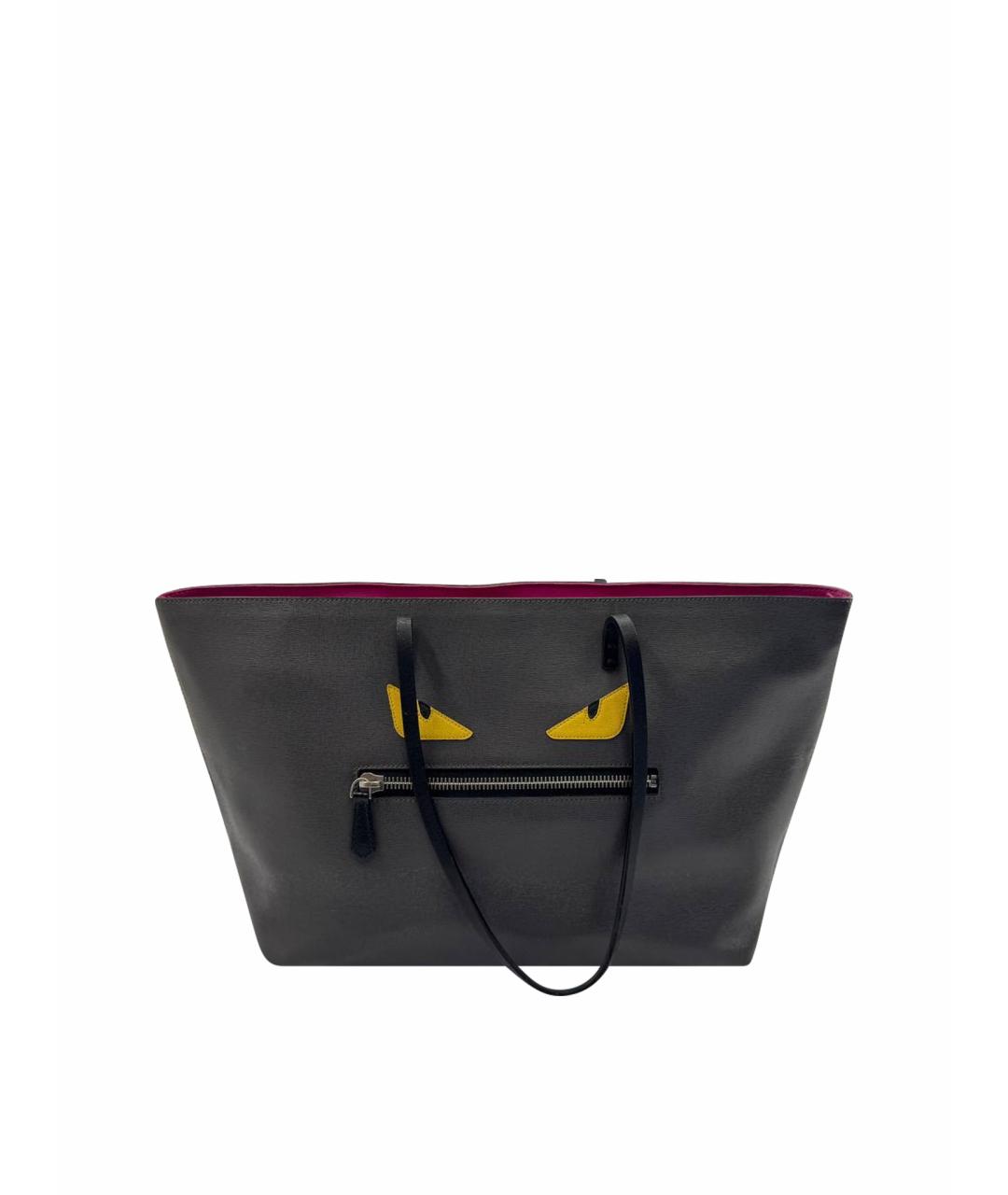 FENDI Серая сумка тоут из лакированной кожи, фото 1