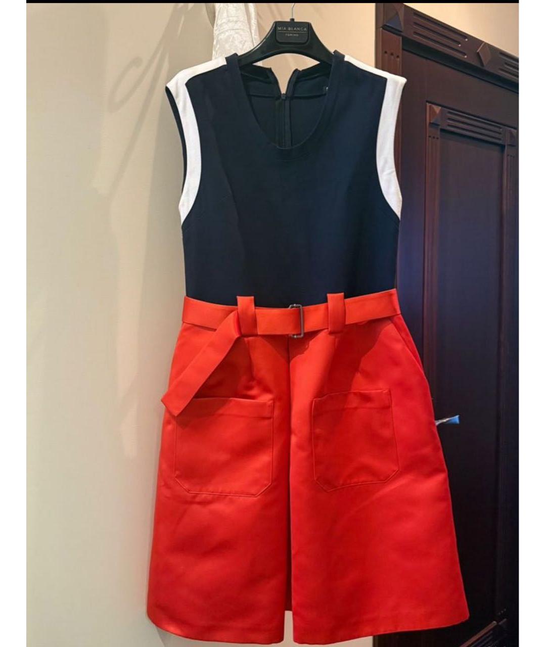 JIL SANDER NAVY Красное ацетатное повседневное платье, фото 5