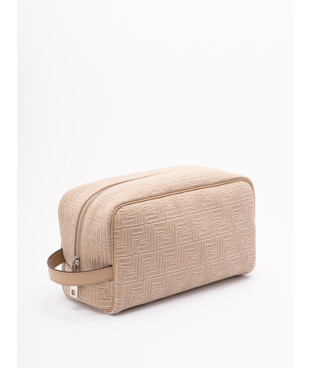 FENDI Бежевая хлопковая косметичка, фото 3