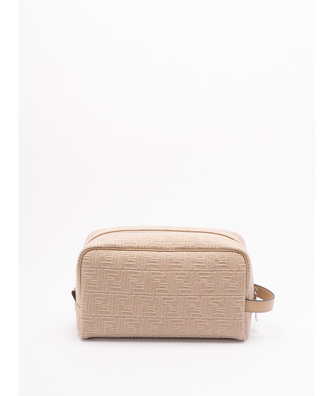 FENDI Бежевая хлопковая косметичка, фото 2