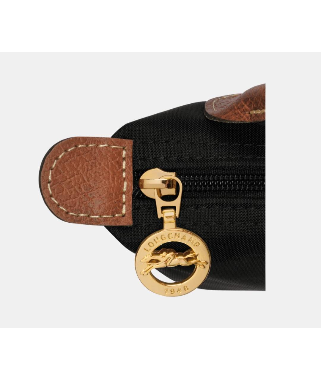 LONGCHAMP Черная кожаная сумка с короткими ручками, фото 5