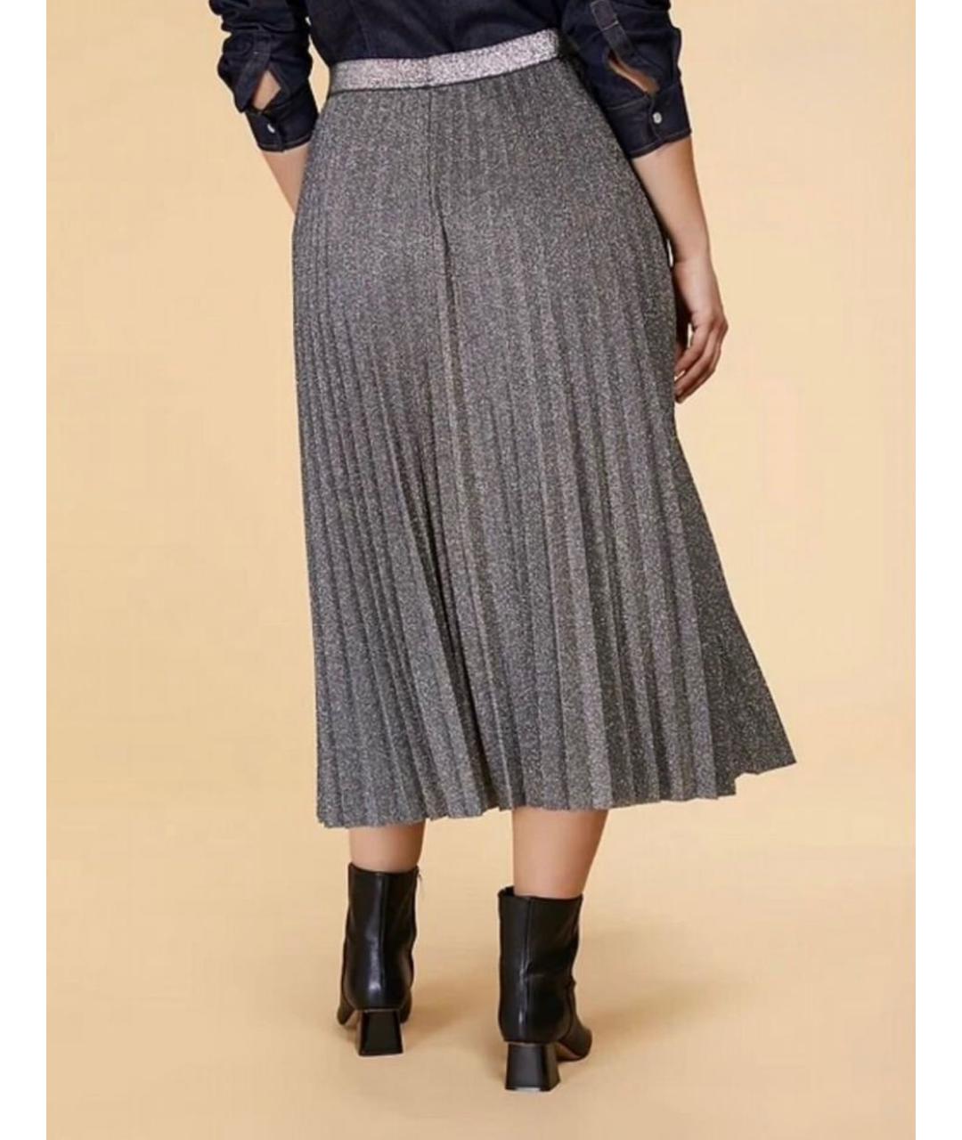 MAX MARA Серебряная вискозная юбка макси, фото 2