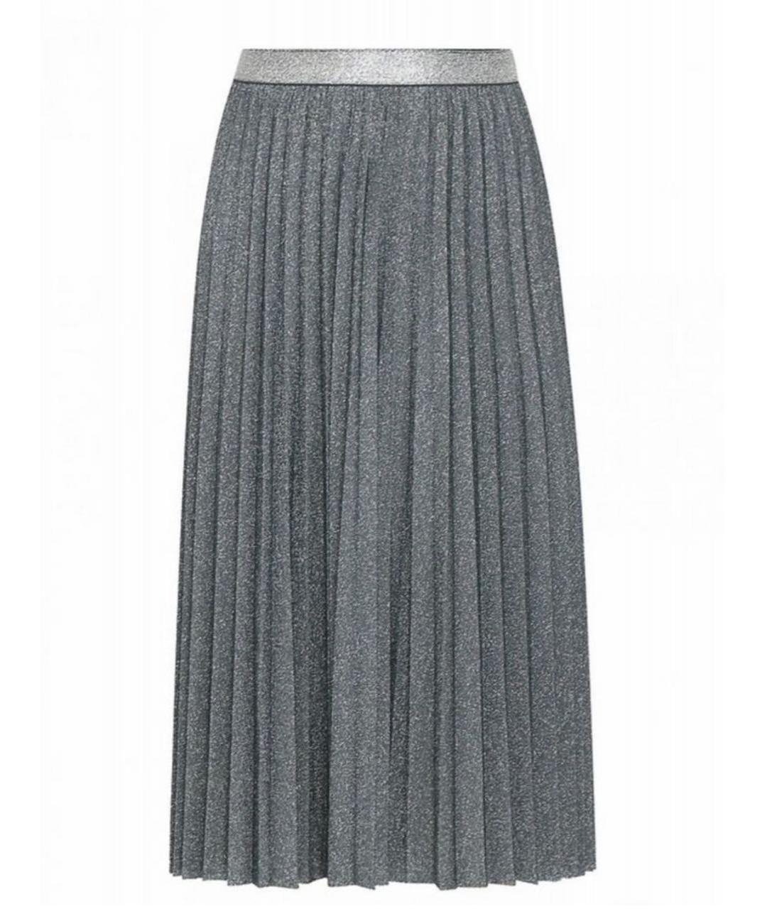 MAX MARA Серебряная вискозная юбка макси, фото 1