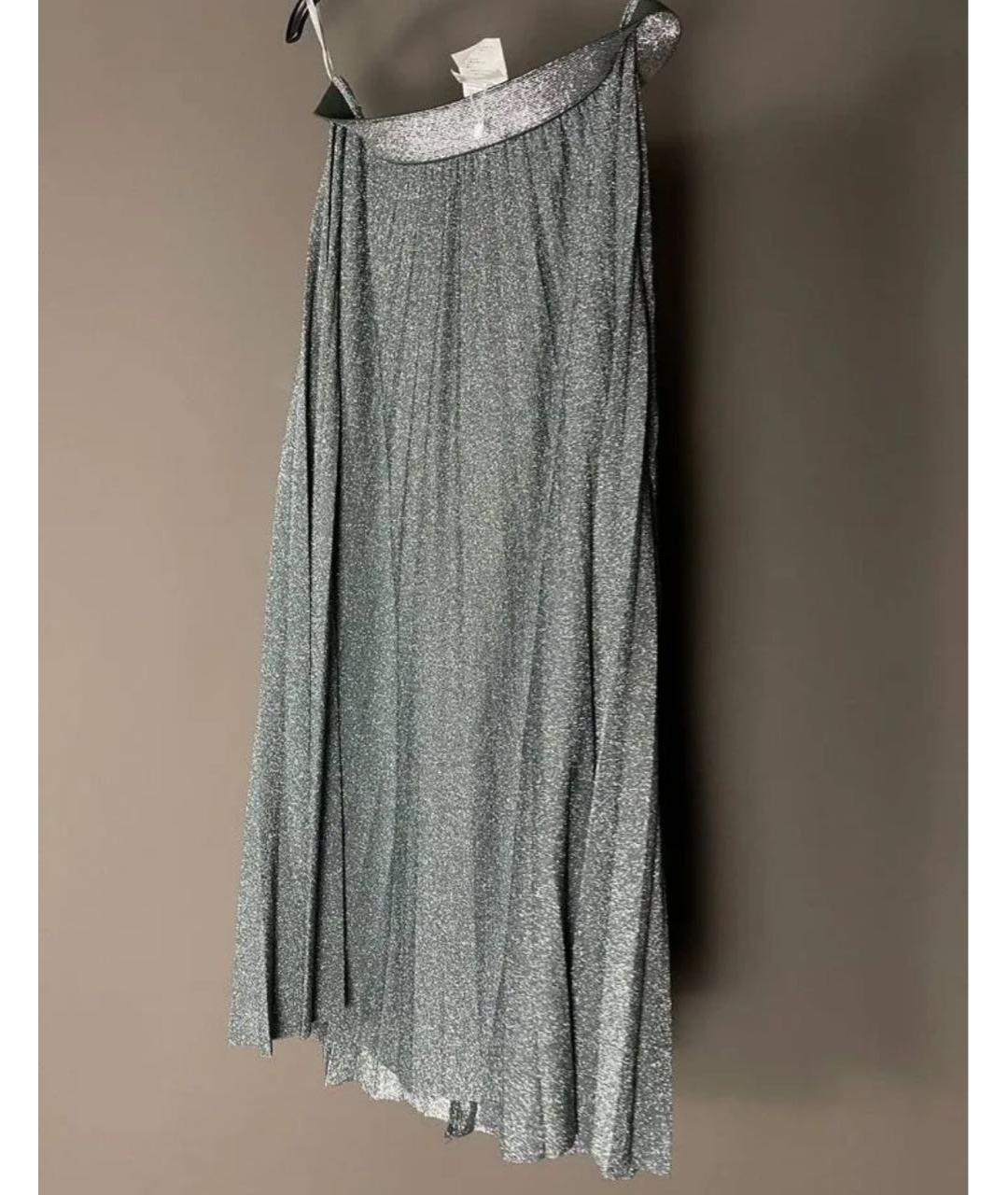 MAX MARA Серебряная вискозная юбка макси, фото 5