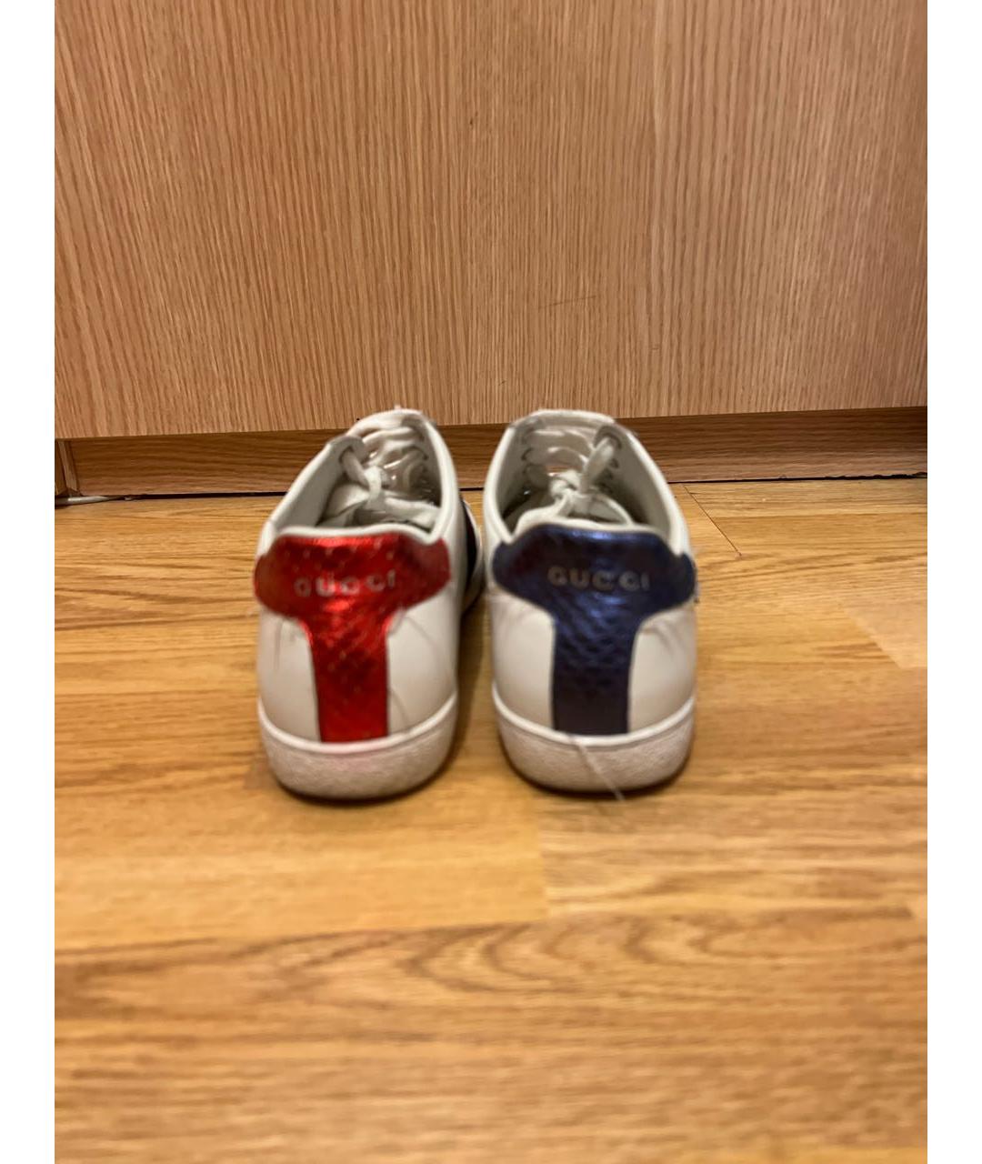 GUCCI Белые кожаные кеды, фото 4