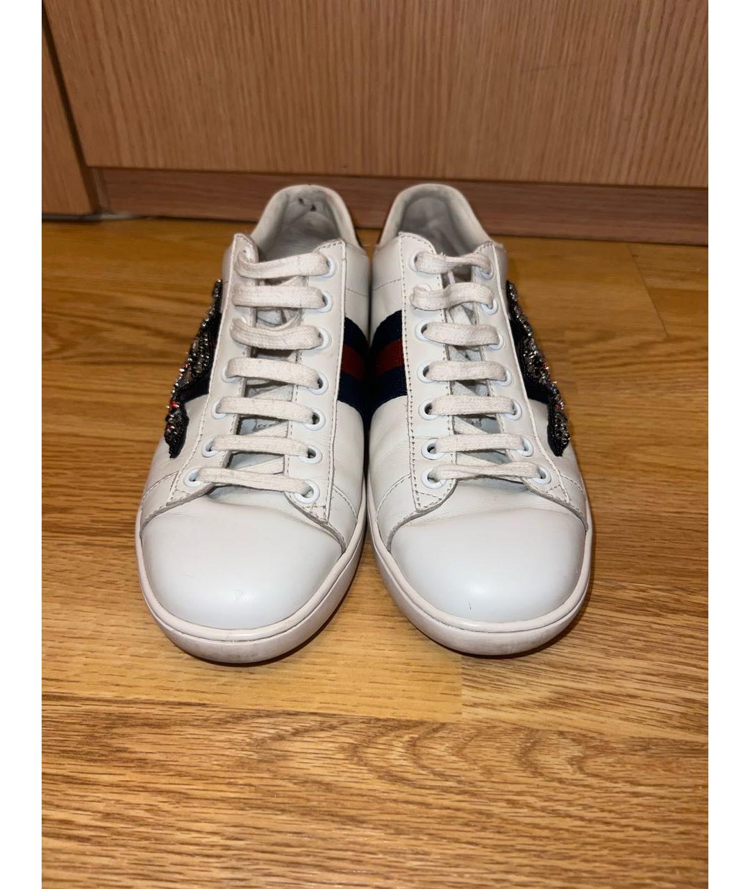 GUCCI Белые кожаные кеды, фото 2