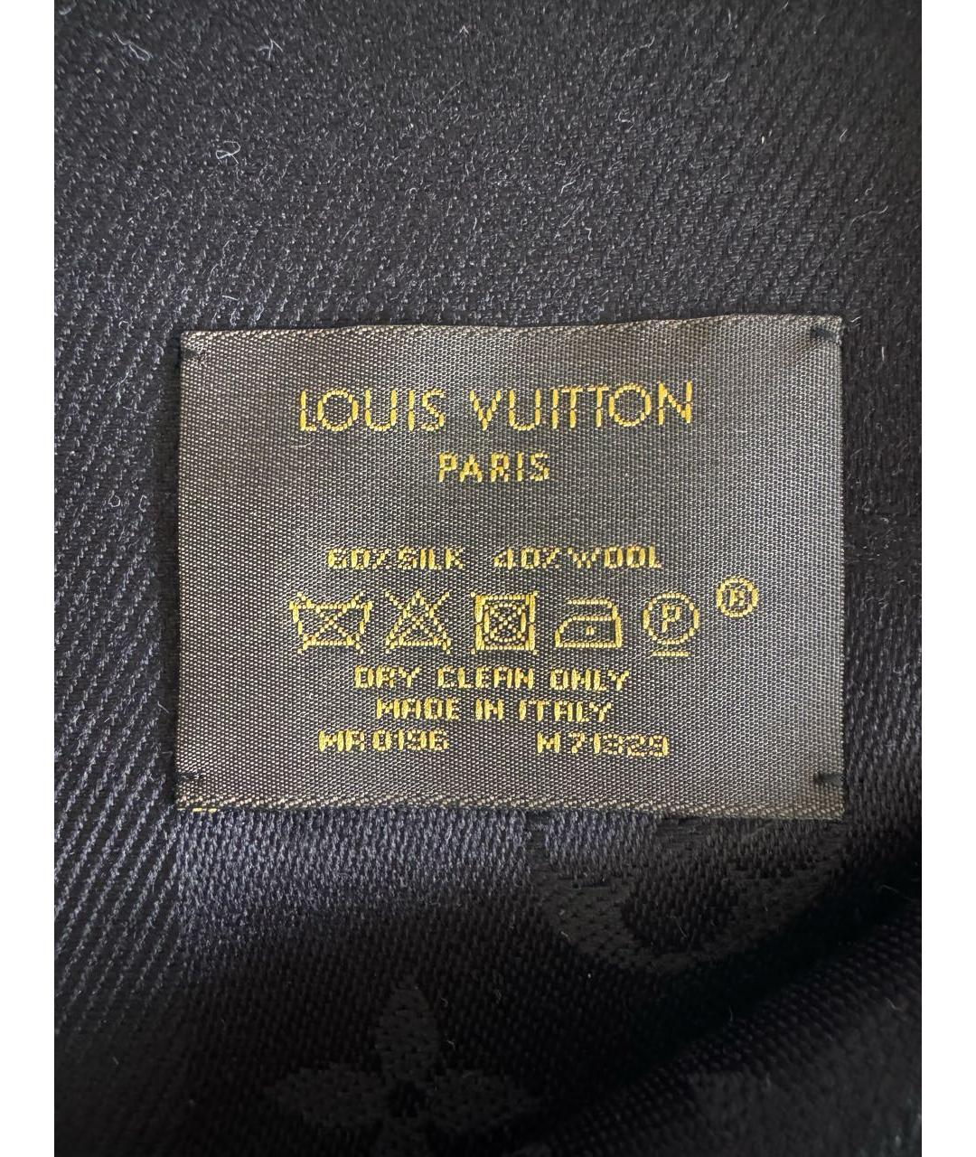 LOUIS VUITTON Черный шелковый платок, фото 3
