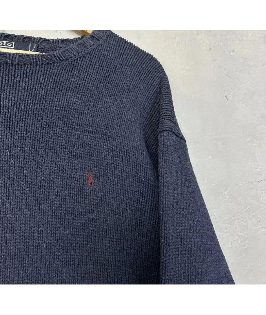 POLO RALPH LAUREN Темно-синий хлопковый джемпер / свитер, фото 3